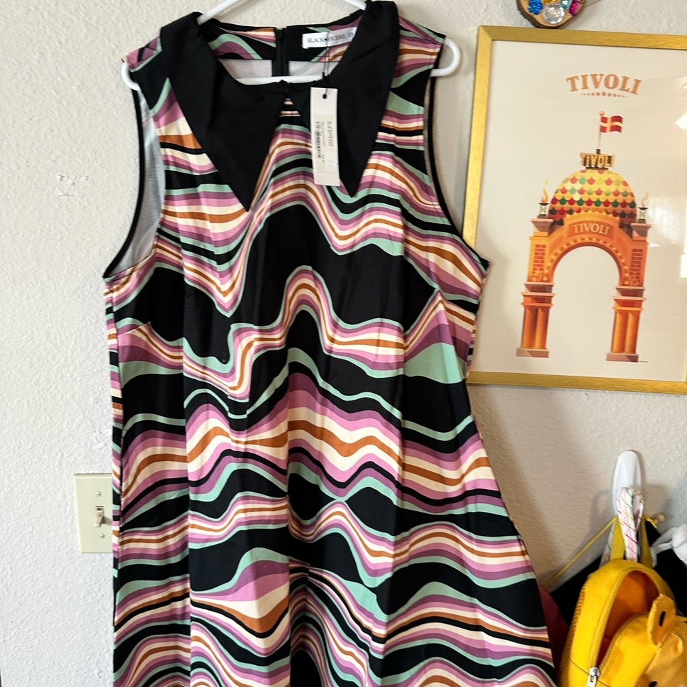 Black Friday NWT 18 Rainbow Striped Mini Dress with Pointy Collar from ModCloth